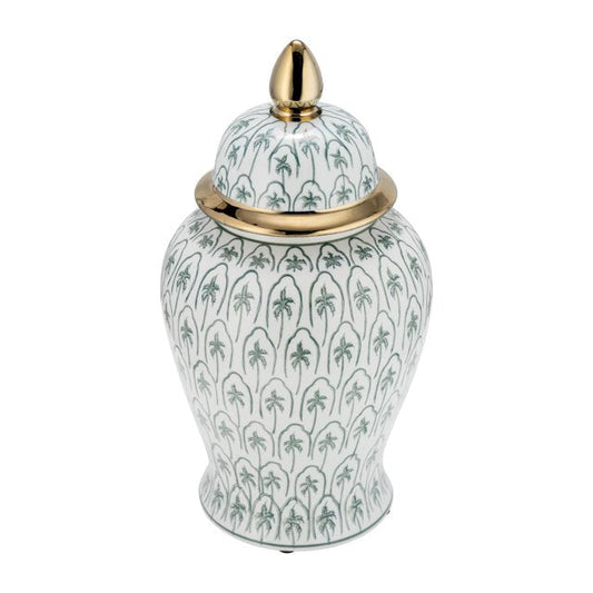 Temple Jar 14", Green and Gold
