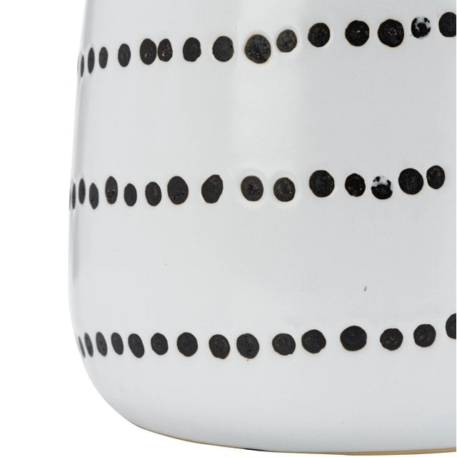 9' Ceramic Spiral Dot Flower Vase, White Black