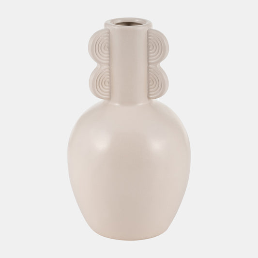Eared Ceramic Vase, White