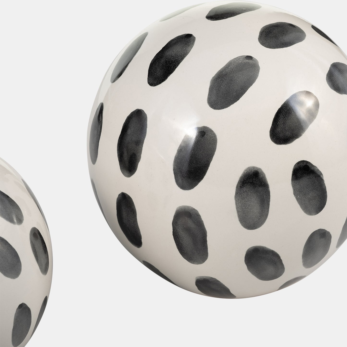 Ceramic Spotted Orbs, White/Black Set Of 3