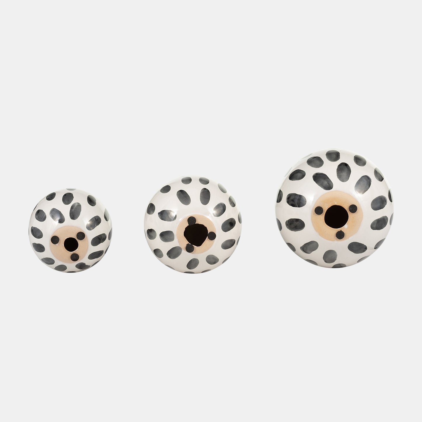 Ceramic Spotted Orbs, White/Black Set Of 3