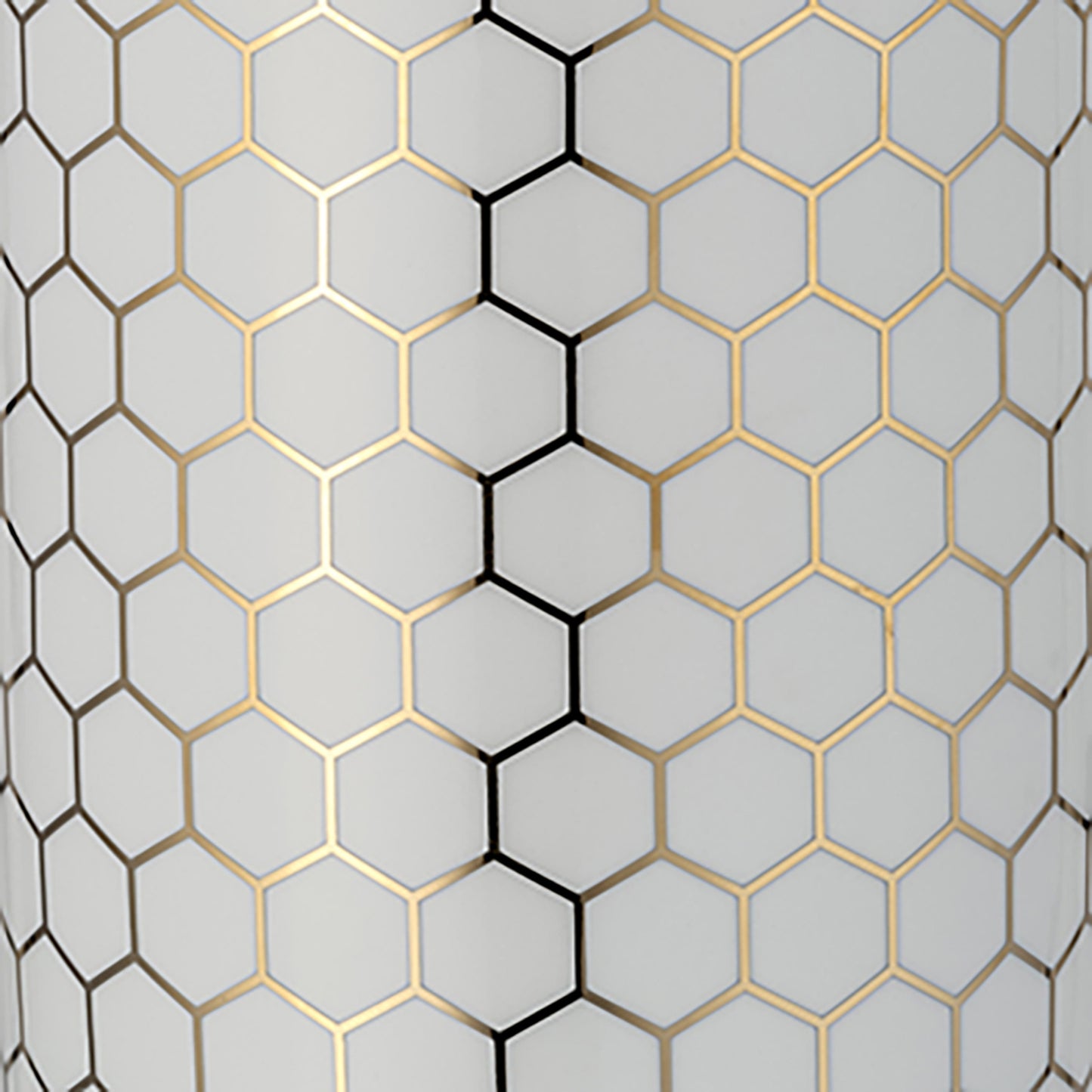 16" Cer, Honeycomb Jar W/ Lid, Gold