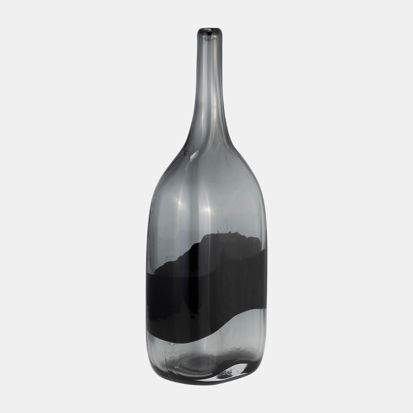 Gourd Long Neck Vase, Smoke and Black