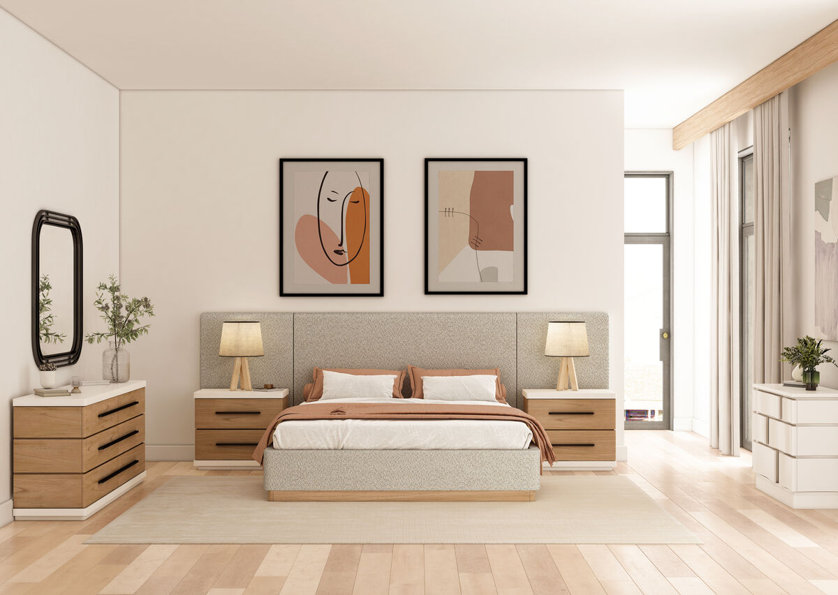 Portico King Upholstered Bed with End Panel