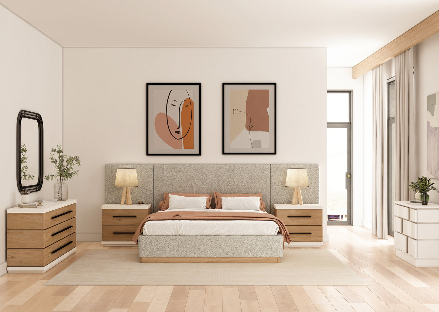 Portico King Upholstered Bed with End Panel