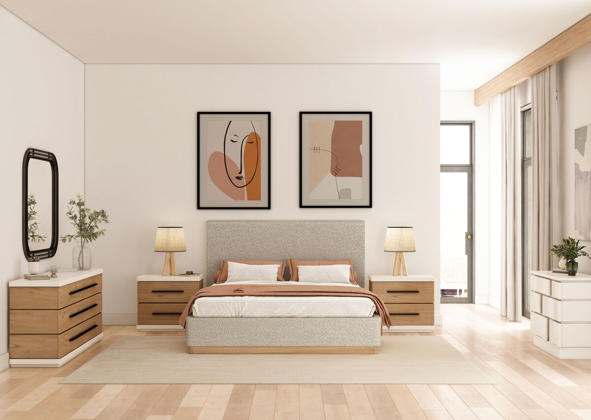 Portico King Upholstered Bed with End Panel