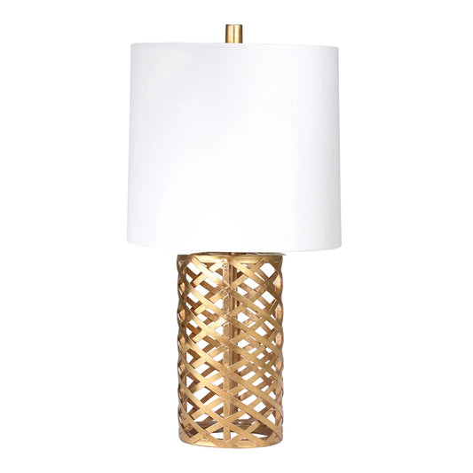 Metal Open Weave Table Lamp, Gold