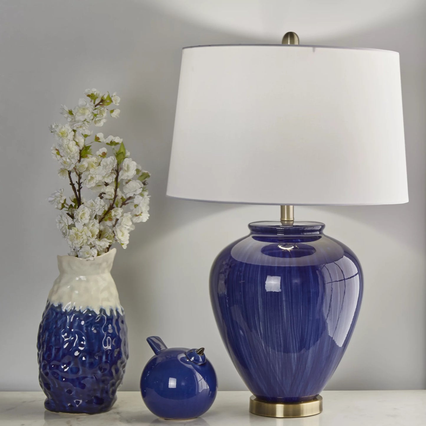 29" Ceramic Jug Table Lamp, Blue