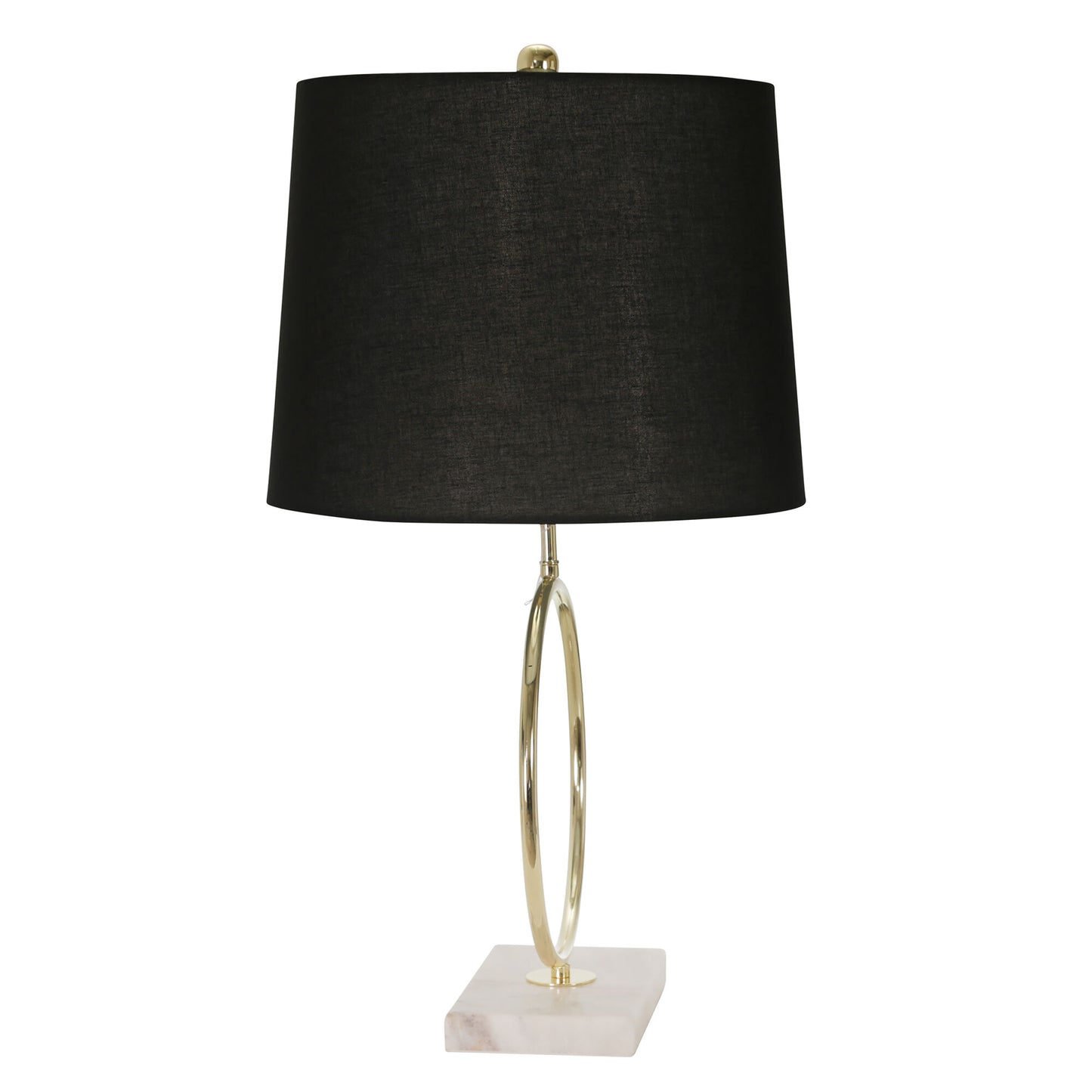 15 Inch Metal Ring Table Lamp with Marble Base - Gold