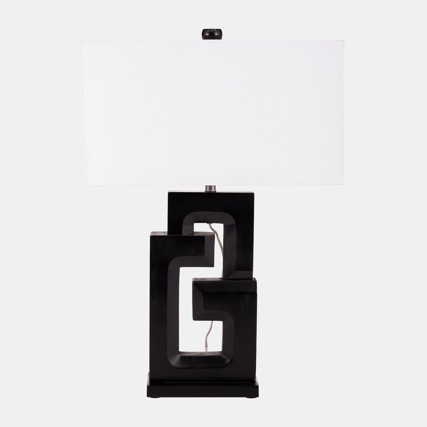 27"h Wood Geometric Lamp, Black