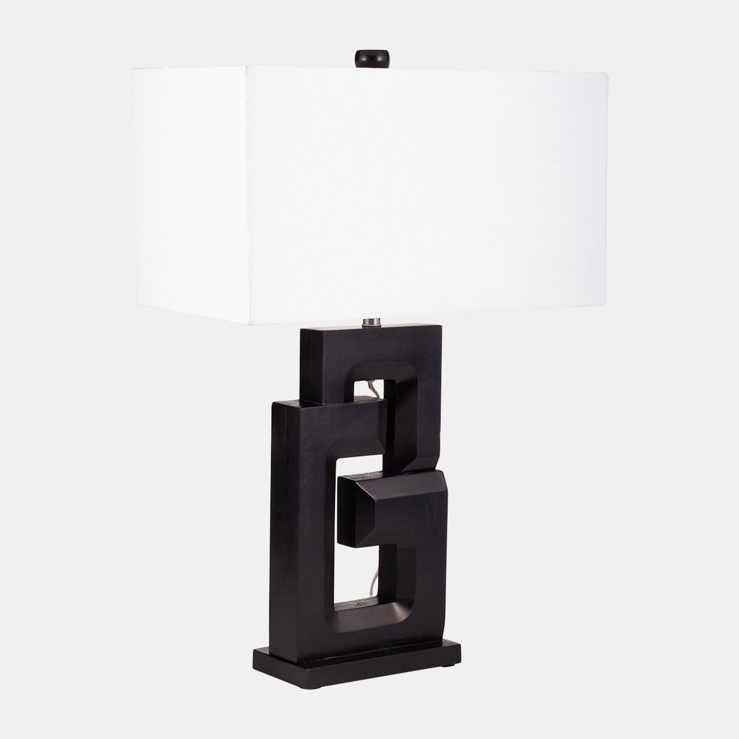 27"h Wood Geometric Lamp, Black