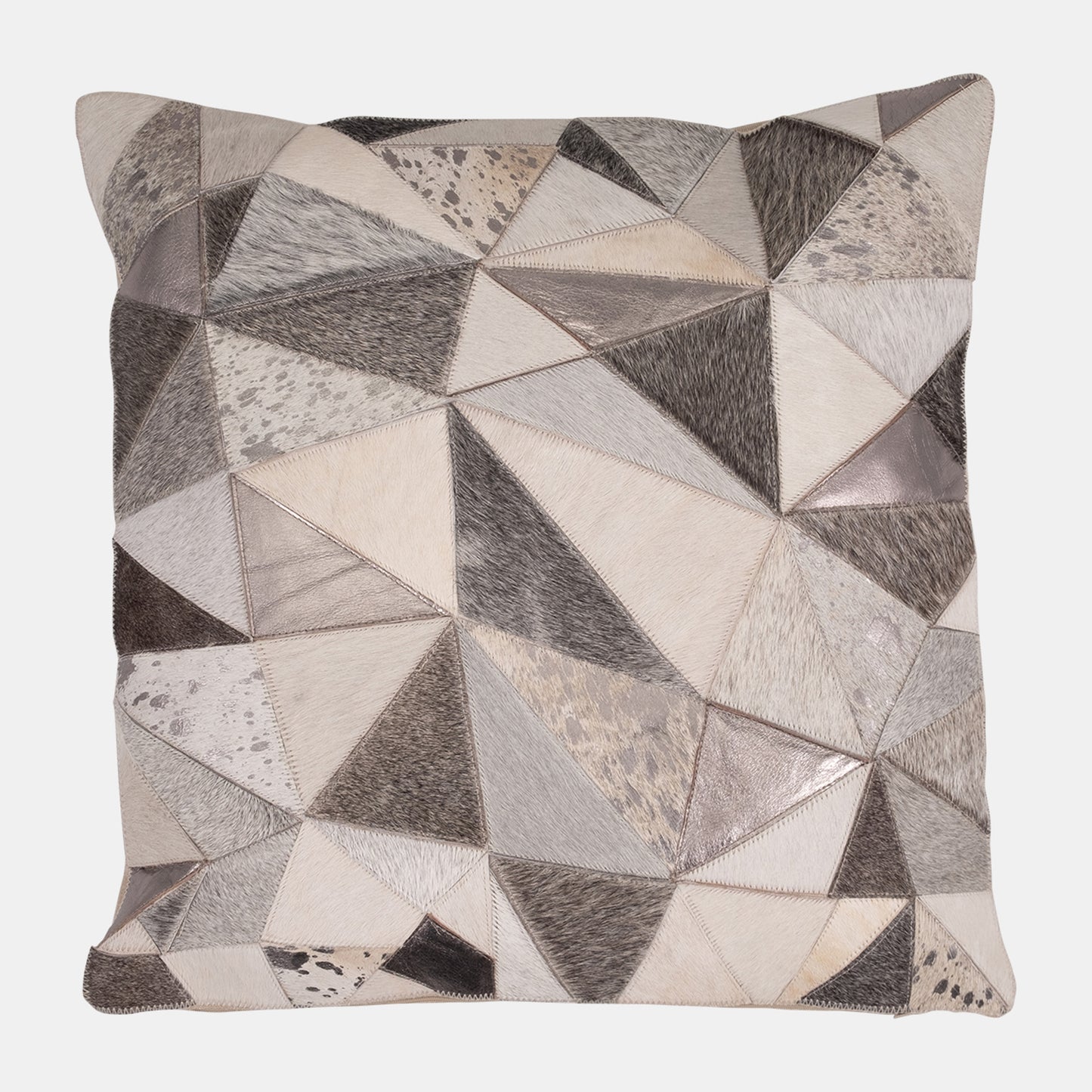 20 X 20 In. Leather & Geomatric Patch Decorative Pillow