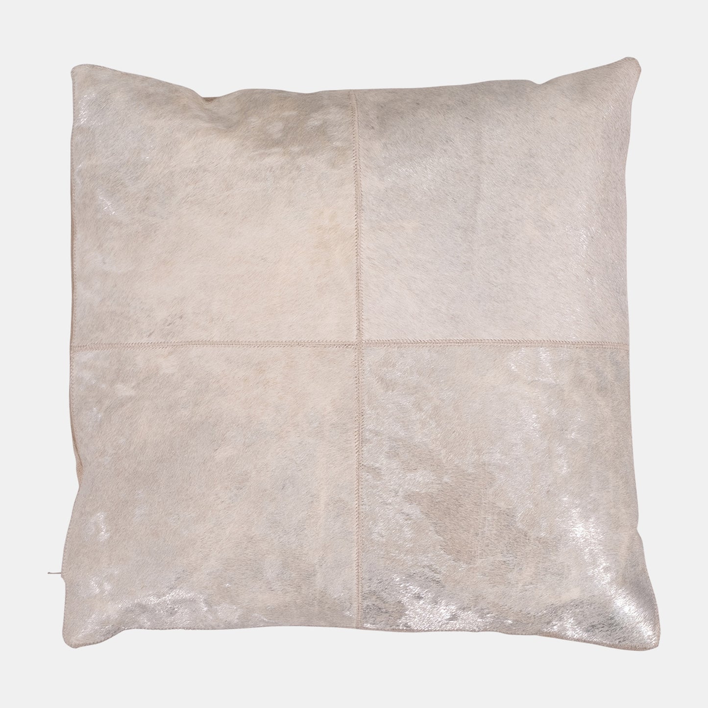 Leather Patch Decorative Square 20" X 20" Pillow, Beige