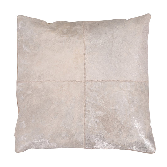 Leather Patch Decorative Square 20" X 20" Pillow, Beige