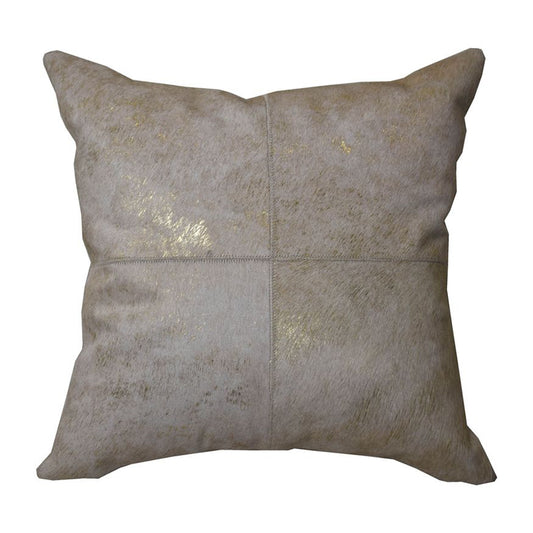 Leather Patch Decorative Square 20" X 20" Pillow, Gray