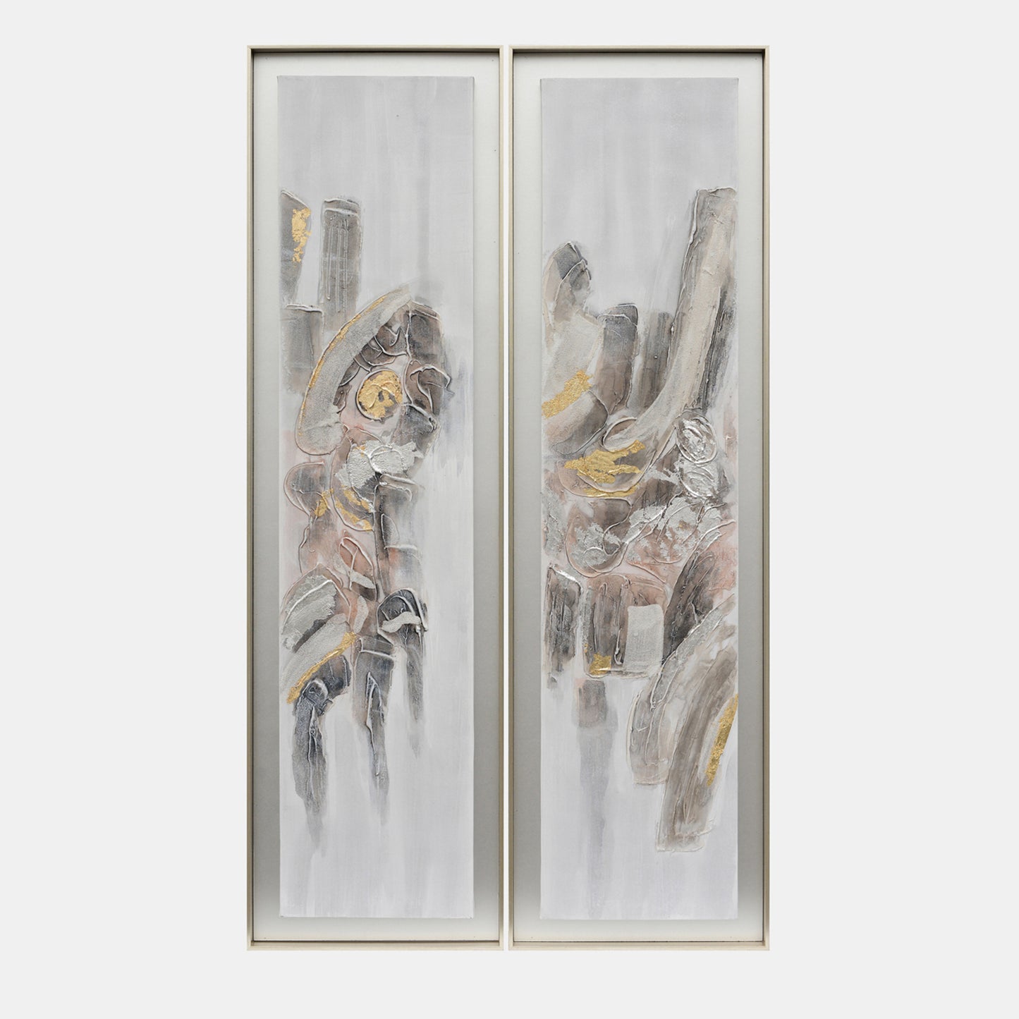 Diptych 70 X 20 - Abstract Oil Painting, Set Of 2