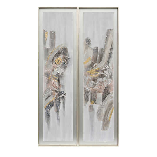 Diptych 70 X 20 - Abstract Oil Painting, Set Of 2