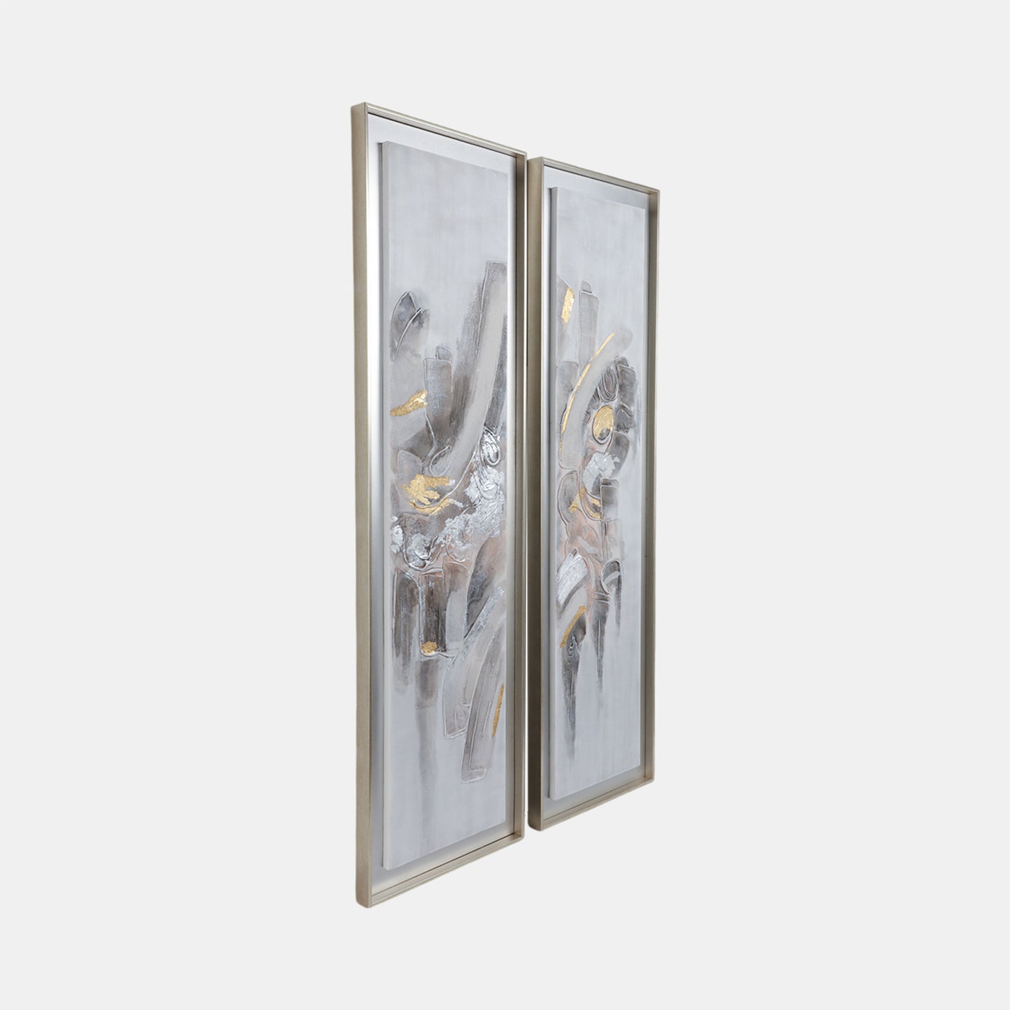 Diptych 70 X 20 - Abstract Oil Painting, Set Of 2