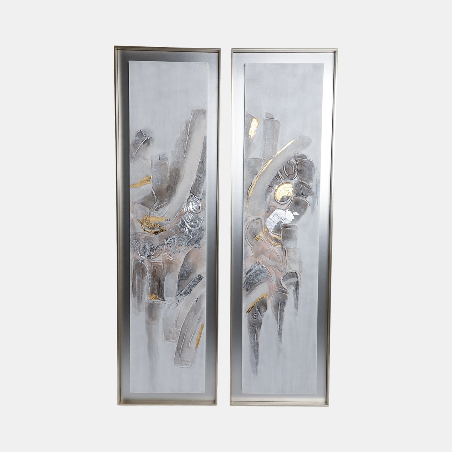 Diptych 70 X 20 - Abstract Oil Painting, Set Of 2