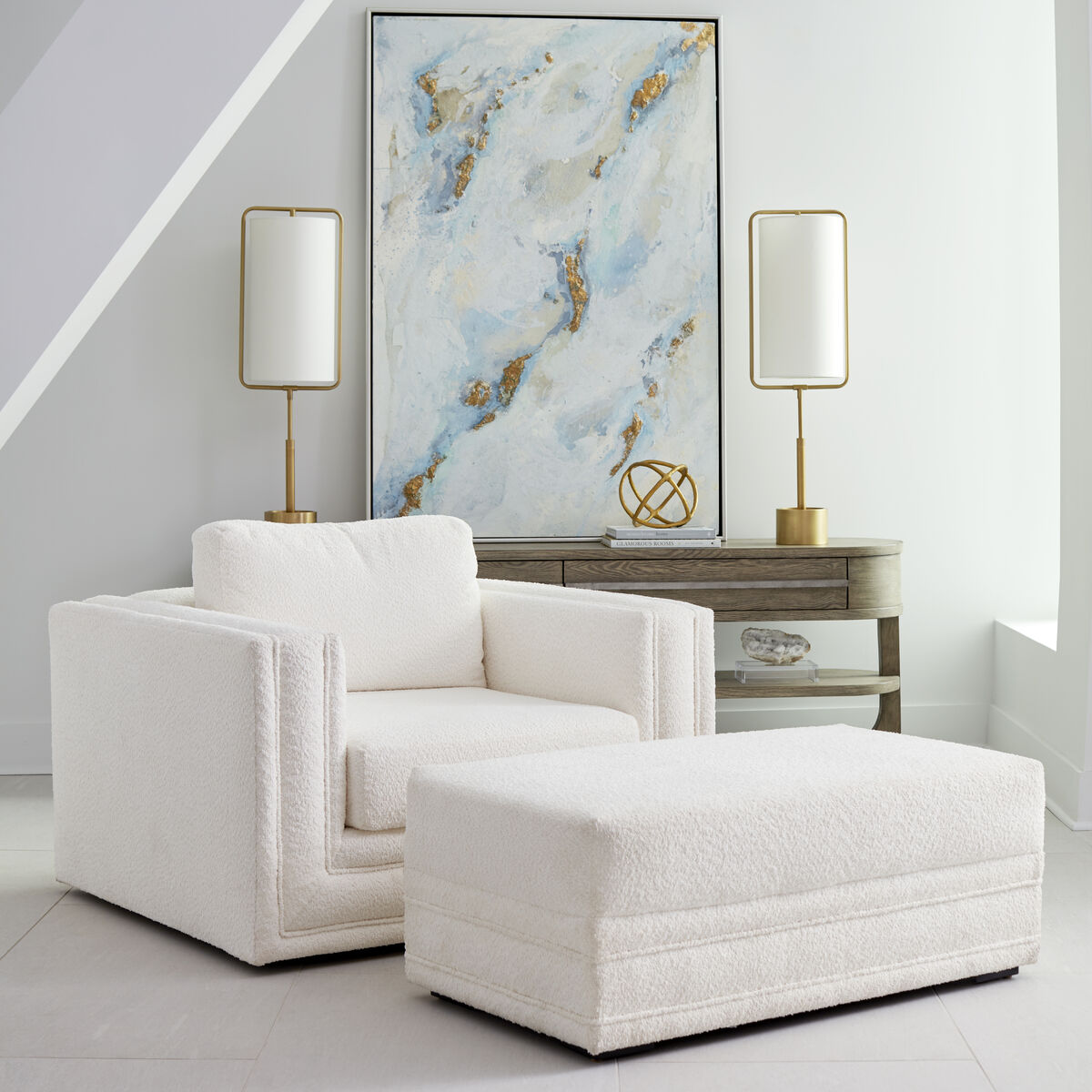 Hockney Ottoman - Ivory