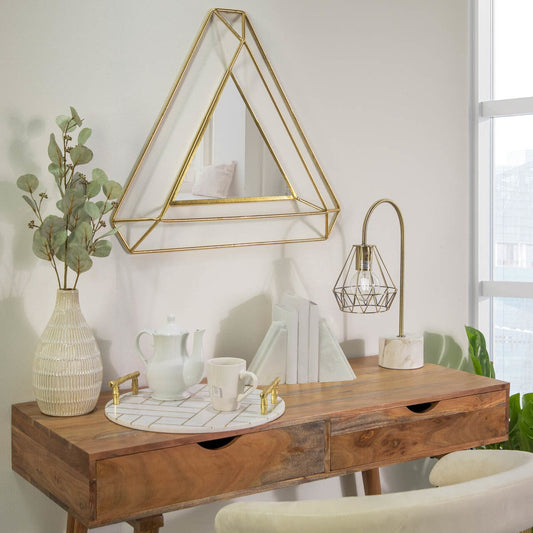Arras Metal 18" Table Lamp with Marble Base, Gold