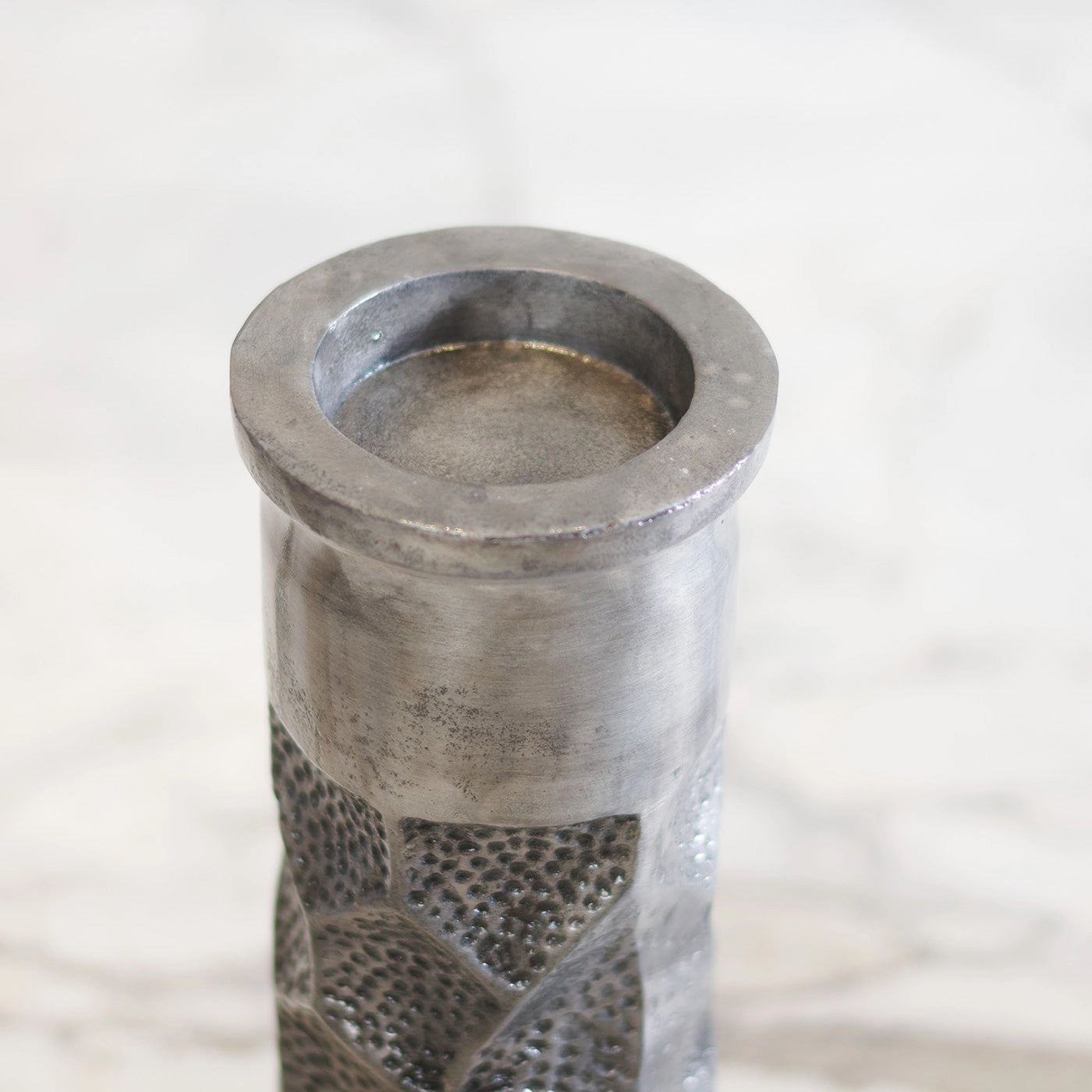 Dillard Sculpted and Hammered Candle Holder, Large