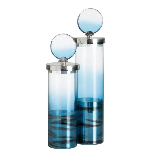Cobalt Glass Bottle Set Of 2
