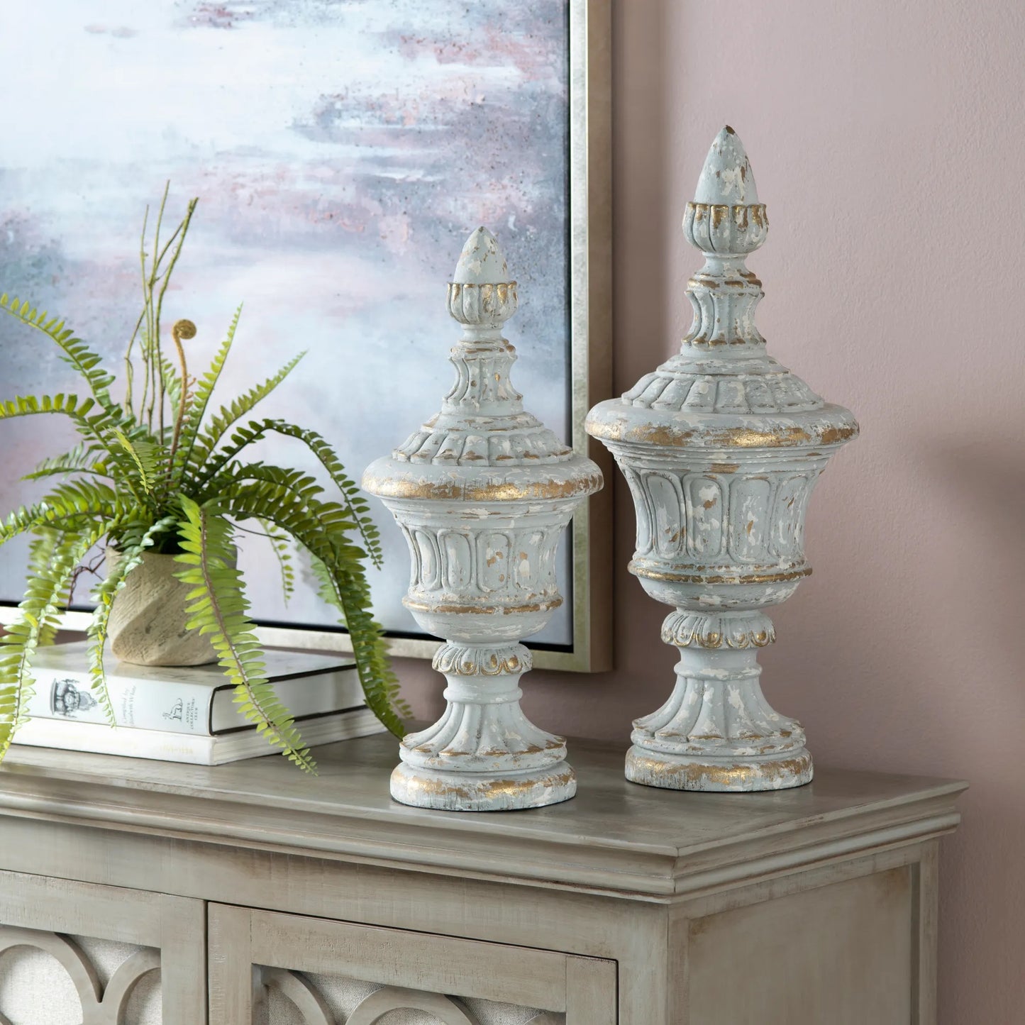 Avignon Old World Carved Finial, Set Of 2