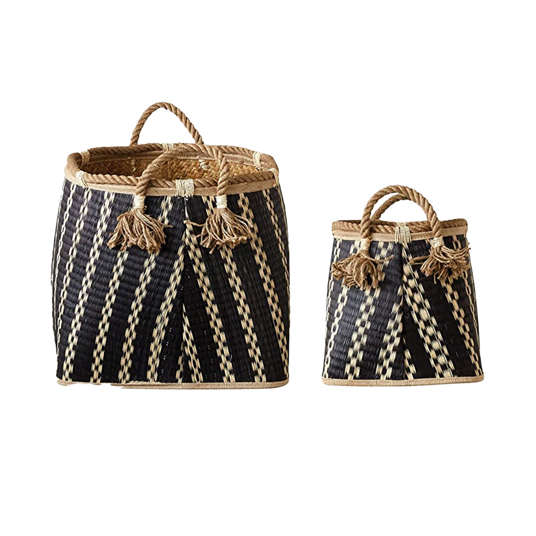 Wicker Baskets with Rope Handles, Set of 2
