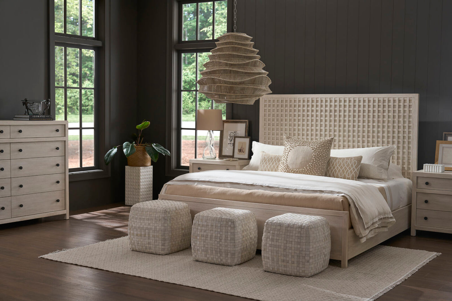 River Rock Panel Bed, White Oak