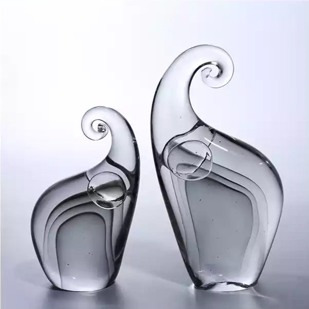 Glass Elephant Set Of 2