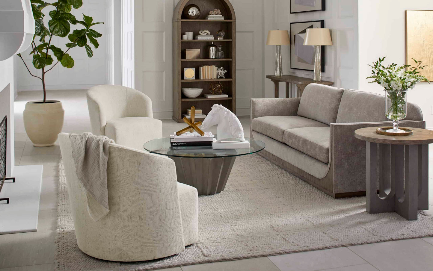 Bastion Swivel Chair, Pearl