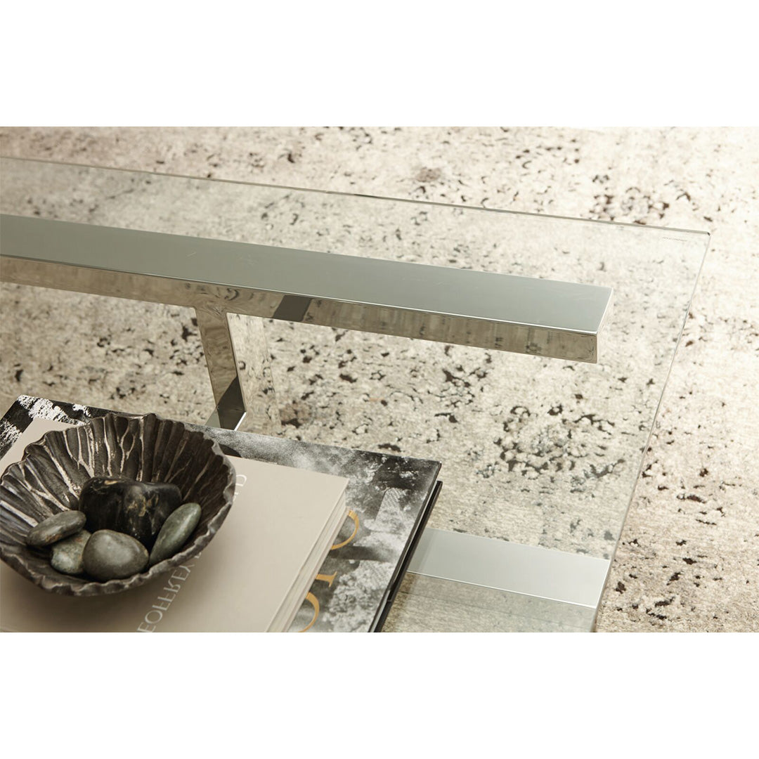 Aria Metal Cocktail Table with Square Glass Top