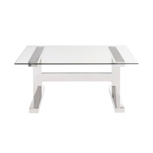Aria Metal Cocktail Table with Square Glass Top