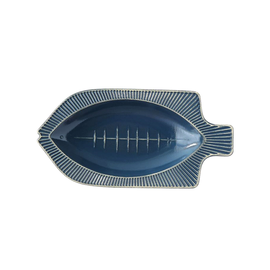 Decorative Embossed Metal Fish Tray, Navy (hangs Or Sits)