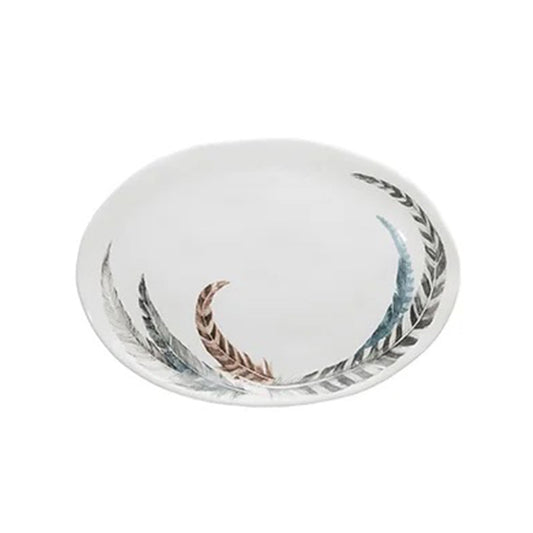 Dolomite Plate with Feather Decal, Medium