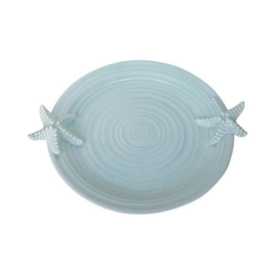 Hawes 14" Decorative Plate with Starfish in Light Blue