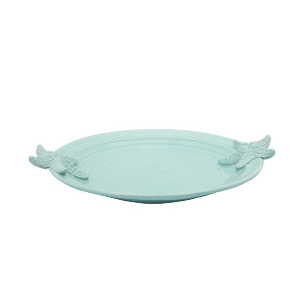 Hawes 14" Decorative Plate with Starfish in Light Blue