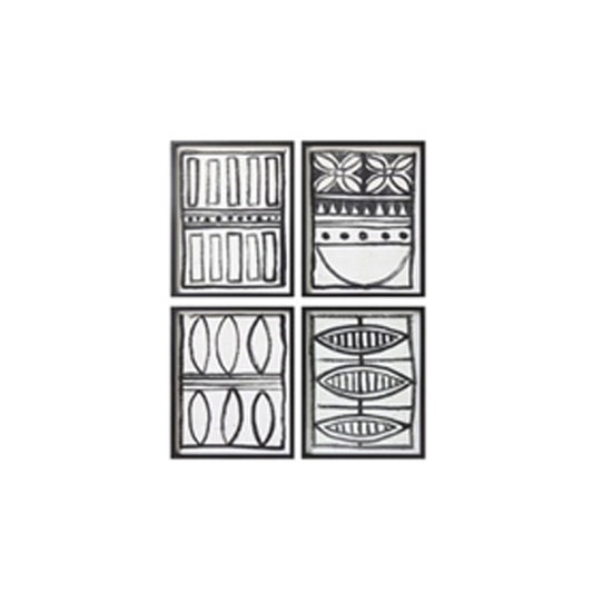 Katherine Wood Framed Wall Decor with Black Pattern, 4 Styles