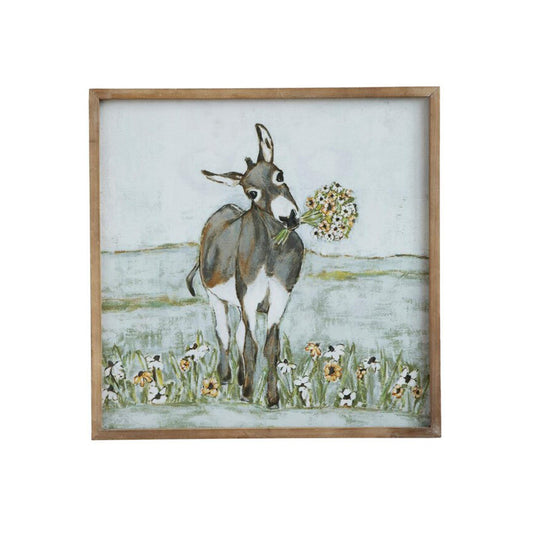 Kellie Wood Framed Canvas Wall Decor with Donkey