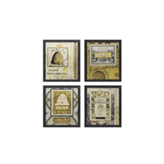 Lori Wood Framed Reserved Printed Glass Bee Skep Wall Art, 4 Styles