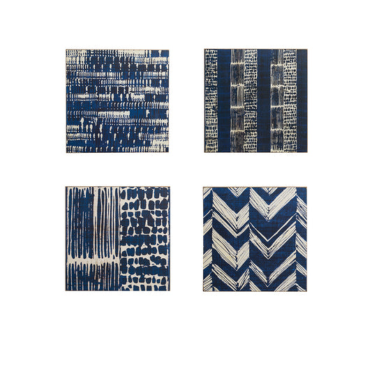 Mdf Wall Art with Indigo Pattern, 4 Styles