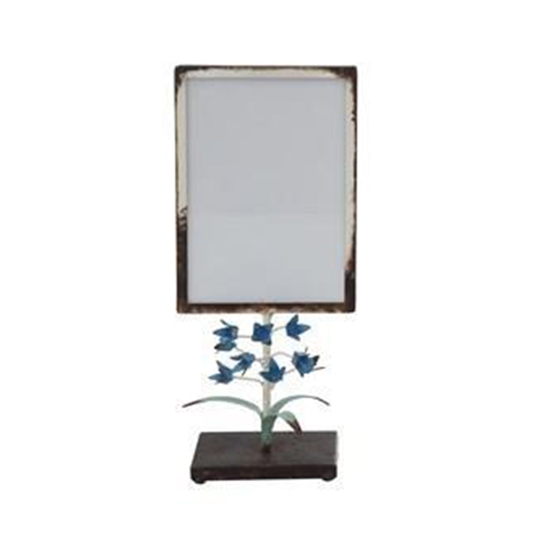 Metal Photo Frame with Tole Flowers on Stand