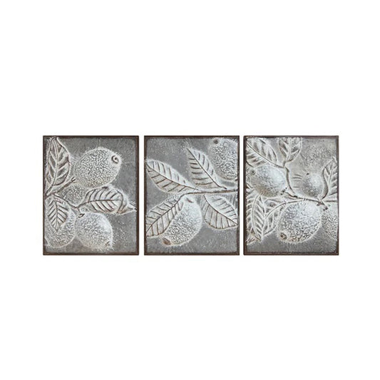 Embossed Lemon Branch Metal Wall Decor, Set of 3