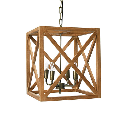 Metal and Poplar Chandelier