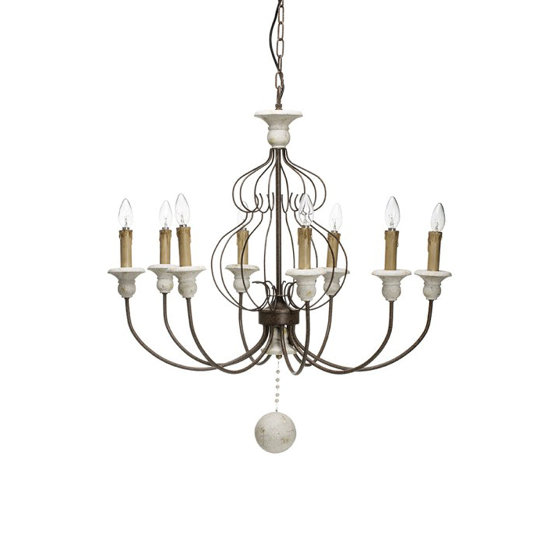 Rubbed Black Metal and Resin Chandelier with 8 Lights