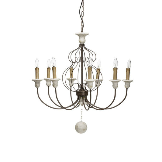 Rubbed Black Metal and Resin Chandelier with 8 Lights