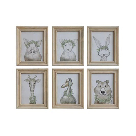 Nicole Wood Framed Wall Decor W/ Animal (6 Styles)