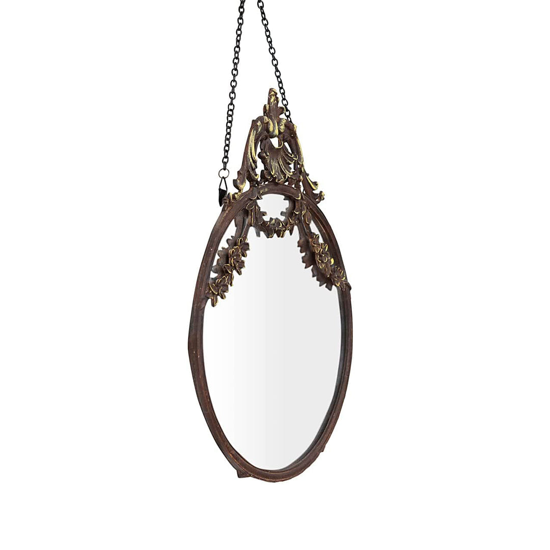 Pewter Framed Mirror with Chain