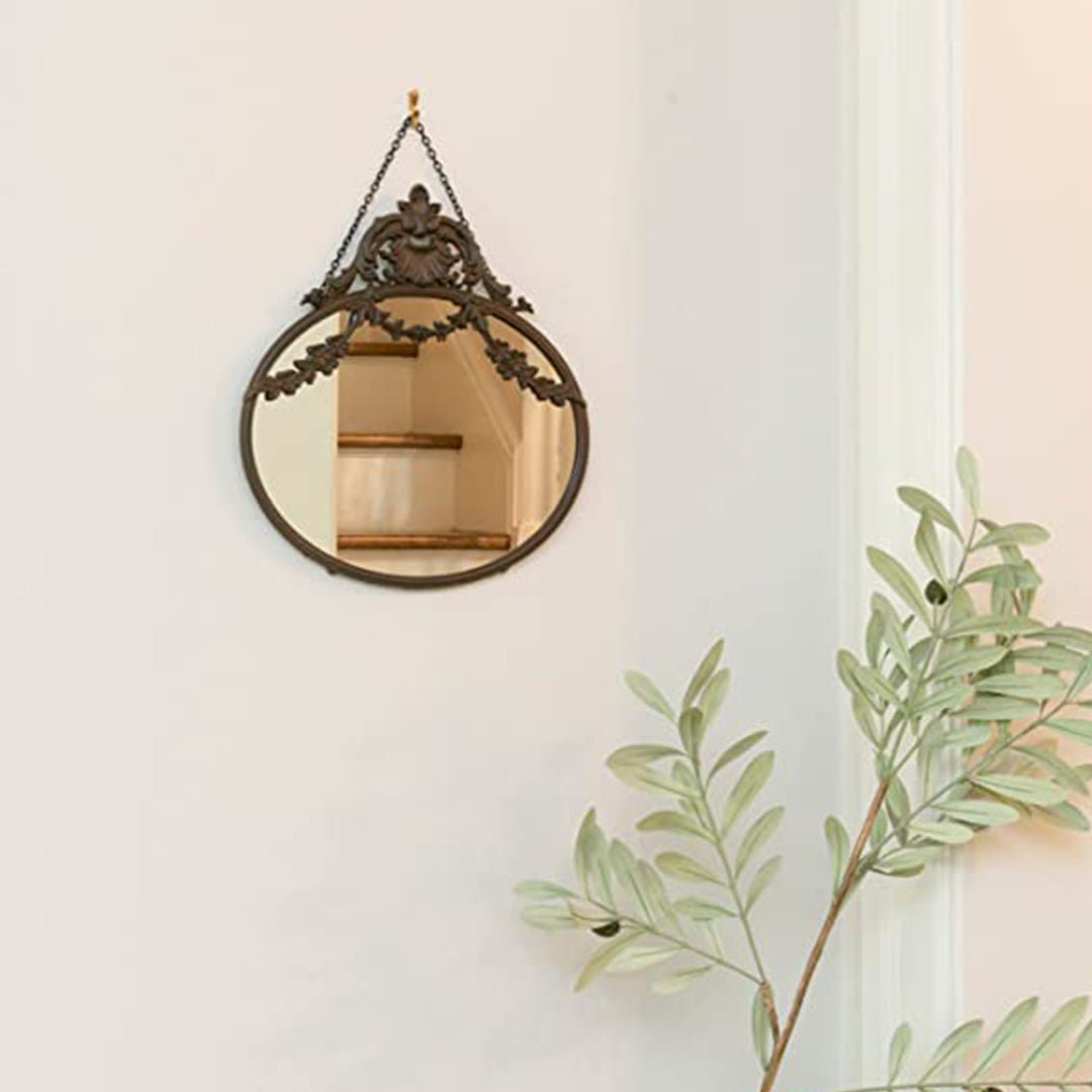 Pewter Framed Mirror with Chain